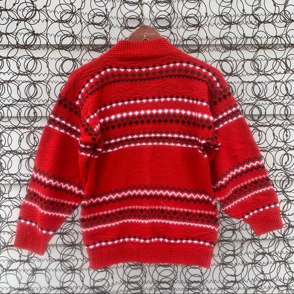 Vintage American Pride fair isle red knit gorpcore stripe sweater - Picture 4 of 5